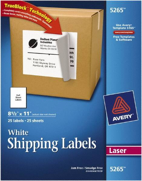Label Maker Label: White, Paper, 11" OAL, 11" OAW, 25 per Roll