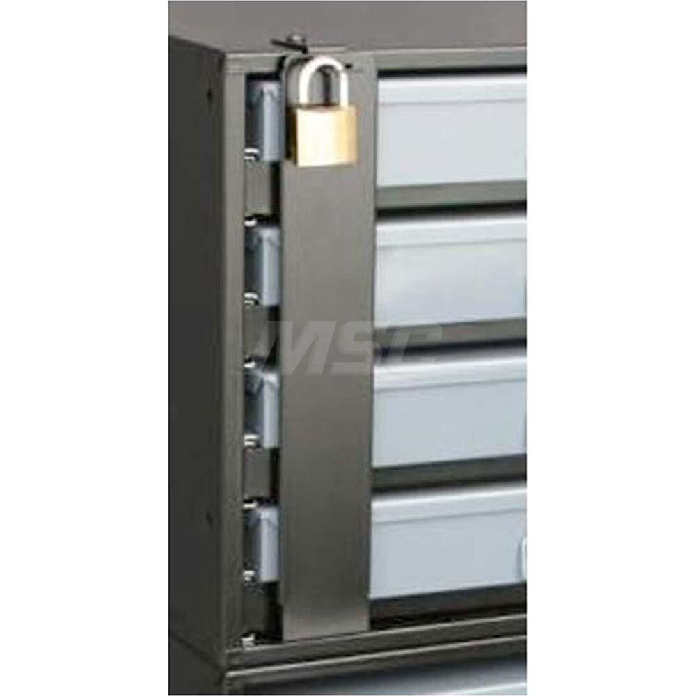 Cabinet Components & Accessories; Type: Lock Bar System ; For Use With: 4 Drawer Heavy-Duty & 4 Tier Racks; PL-BB-4; PL-BB-3; PL-BB-2; PL-4BB Cabinets ; Color: Black ; Material: Steel ; Width (Inch): 2-5/8 ; Depth (Inch): 1/2