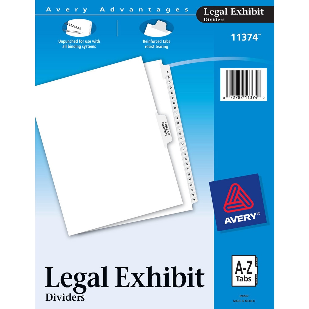 11 x 8 1/2" A to Z Label, 1 Tabs, Unpunched, Preprinted Tab Dividers