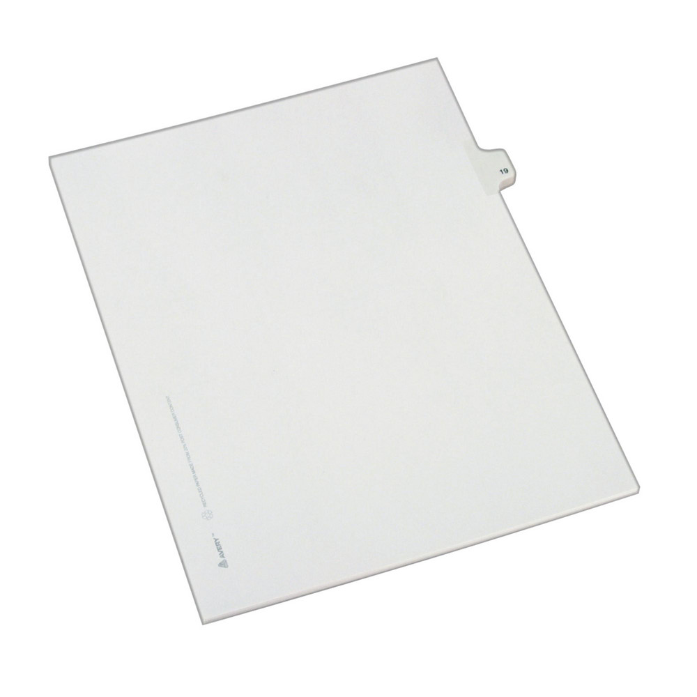 11 x 8 1/2" 19" Label, 1 Tabs, Unpunched, Preprinted Divider - White