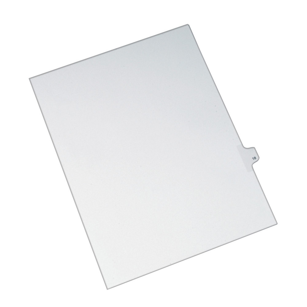 11 x 8 1/2" 18" Label, 1 Tabs, Unpunched, Preprinted Divider - White