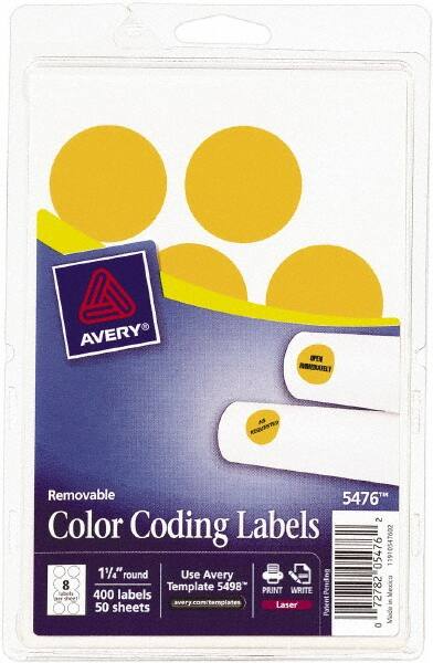 Label Maker Label: Neon Orange, Paper, 1-1/4" OAL, 1-1/4" OAW, 400 per Roll