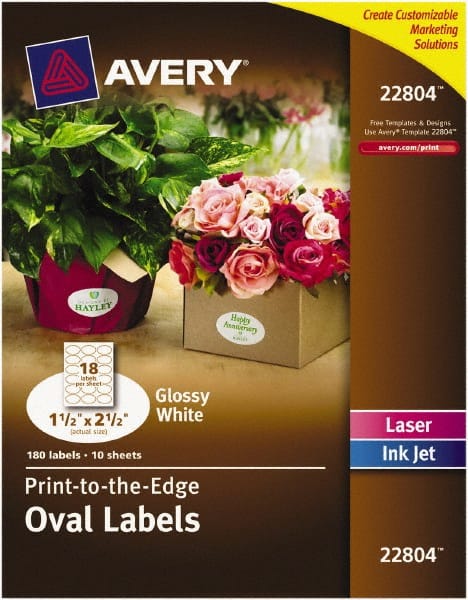 Label Maker Label: White, Paper, 2-1/2" OAL, 1-1/2" OAW, 180 per Roll