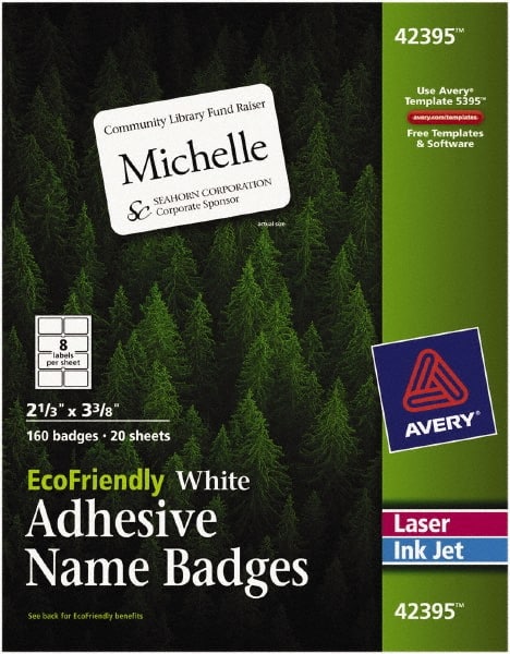 2.333" x 3-3/8" White Paper Name Badge Labels