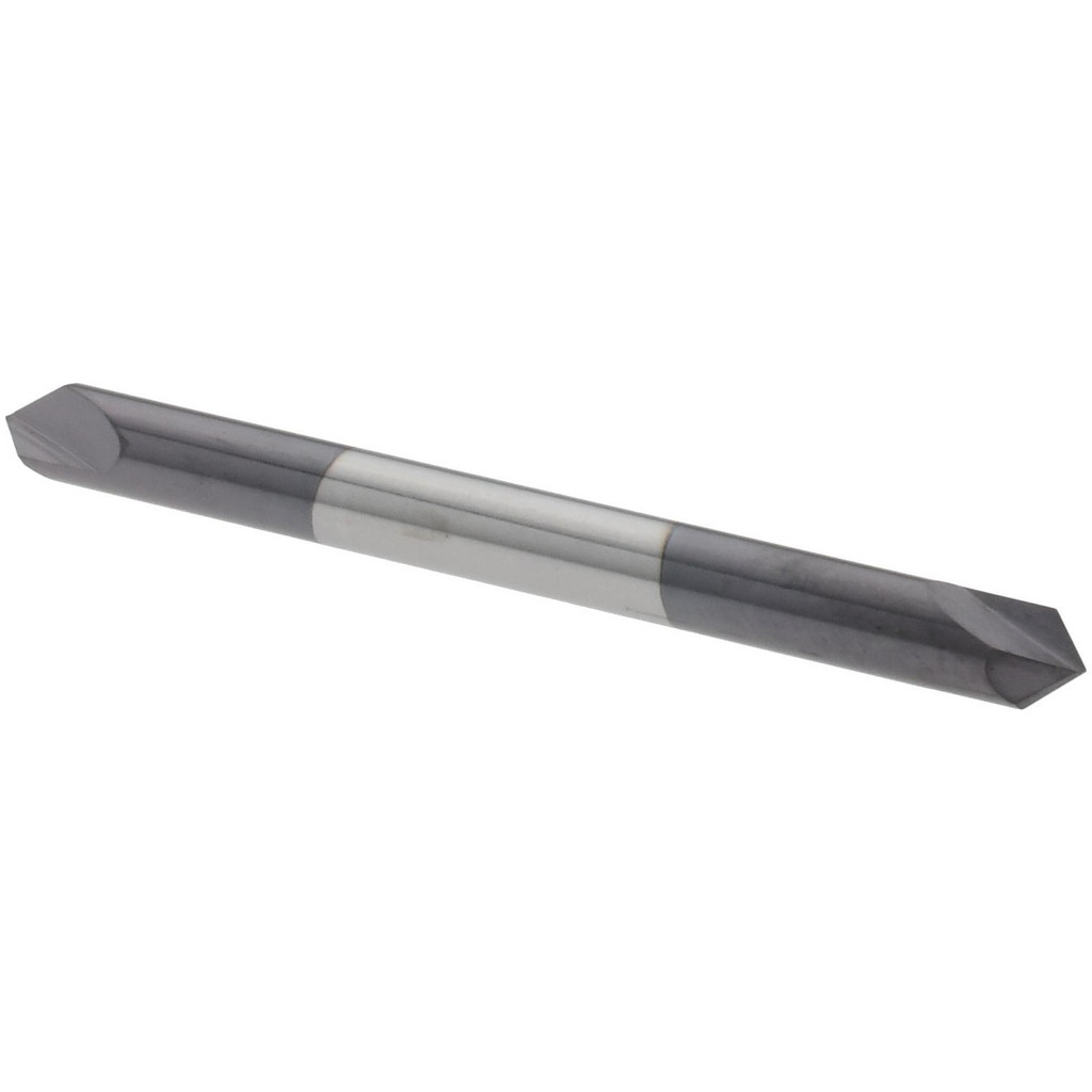 Harvey Tool Chamfer Mill: 1/8" Dia, 90 deg, 2 Flute, 1/8" Shank Dia, Solid Carbide, Double End - 1-1/2" OAL, AlTiN Coated | Part #988445-C3