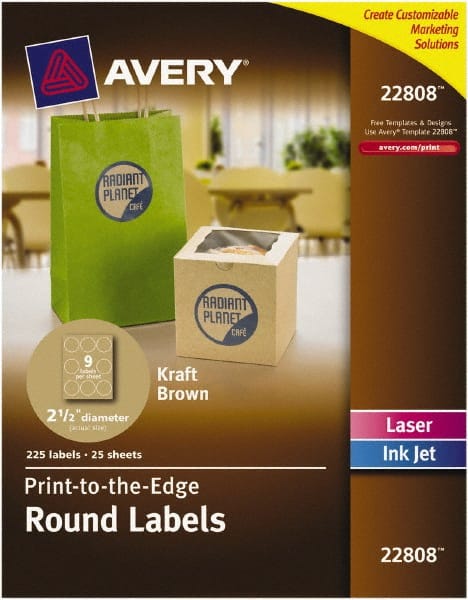 Label Maker Label: Brown, Paper, 2-1/2" OAL, 2-1/2" OAW