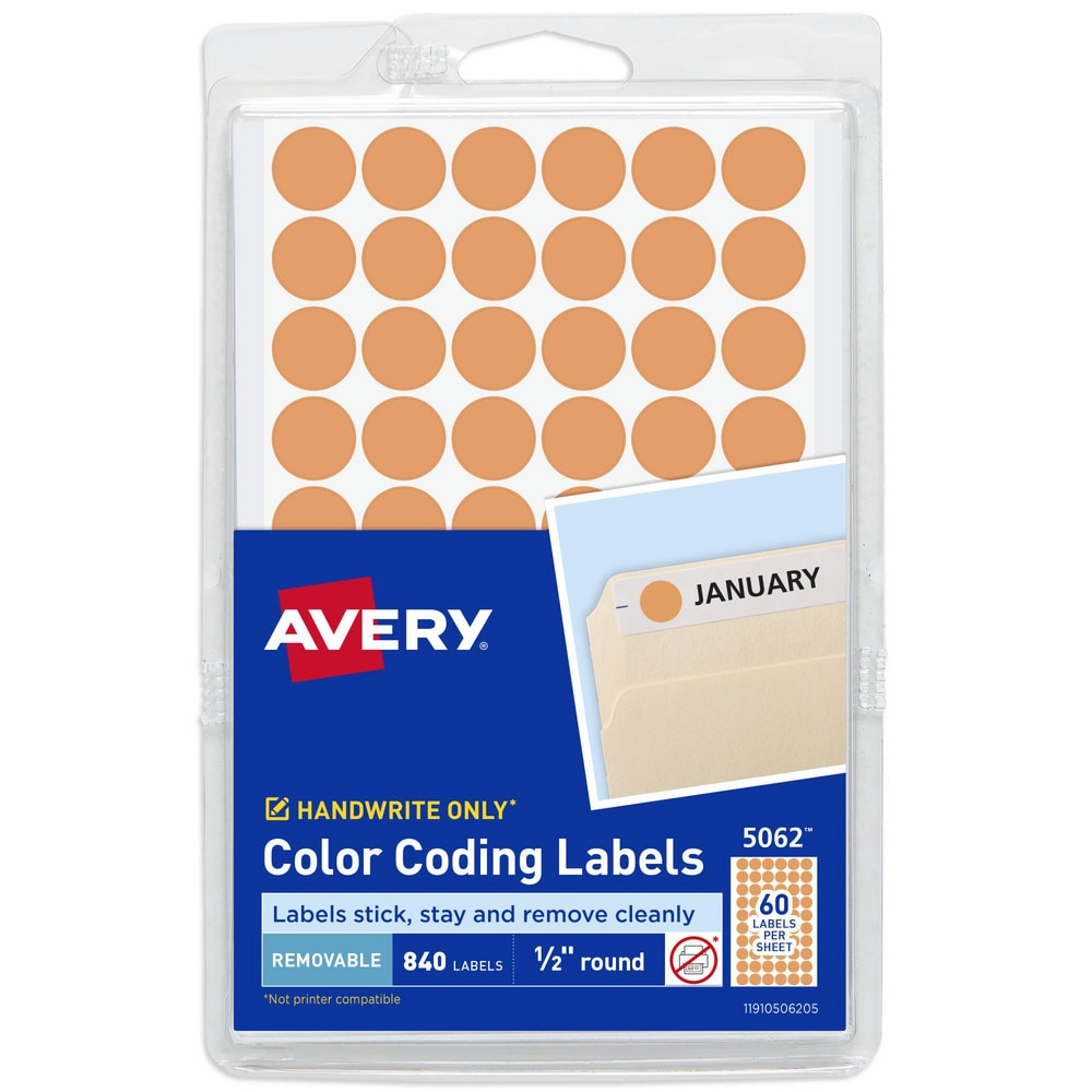 Label Maker Label: Neon Orange, Paper, 1/2" OAL, 1/2" OAW