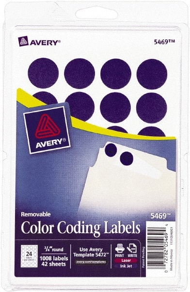 Label Maker Label: Dark Blue, Paper, 3/4" OAL, 3/4" OAW, 1,008 per Roll