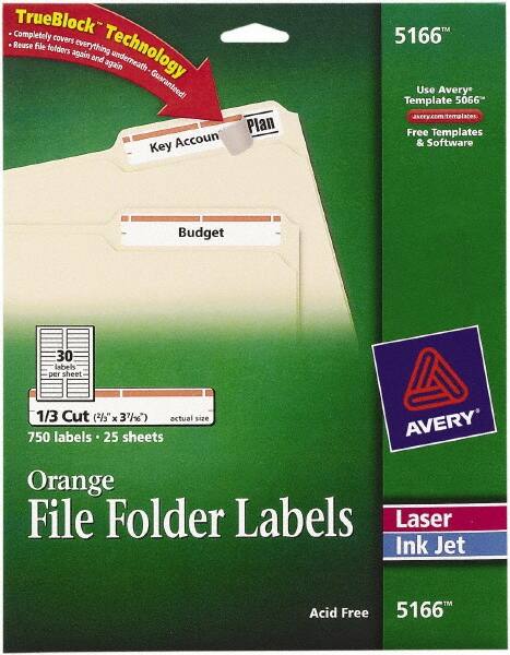 Label Maker Label: White, Paper, 3-7/16" OAL, 21/32" OAW, 750 per Roll