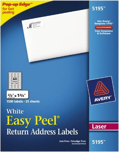 Label Maker Label: White, Paper, 1-3/4" OAL, 21/32" OAW, 1,500 per Roll