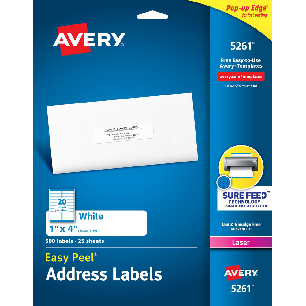 Label Maker Label: White, Paper, 4" OAL, 1" OAW, 500 per Roll