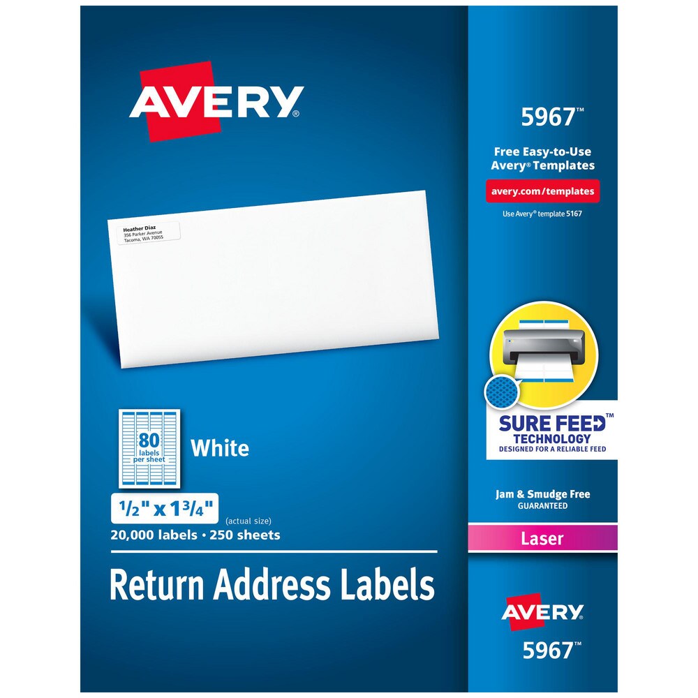 Label Maker Label: White, Paper, 1-3/4" OAL, 1/2" OAW, 20,000 per Roll