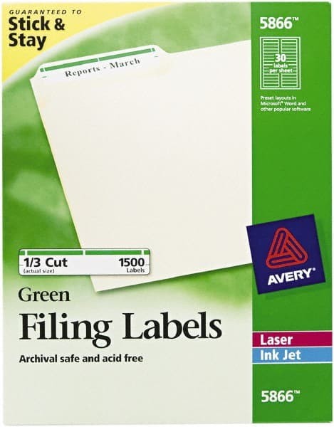 Label Maker Label: White, Paper, 3-7/16" OAL, 21/32" OAW, 1,500 per Roll
