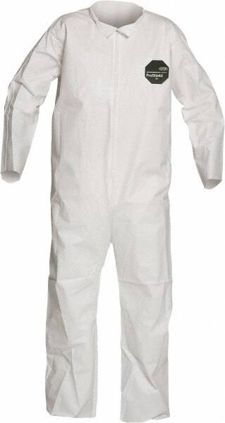 Dupont NB120SWHSM00250 Disposable Coveralls: Size Small, 1.5 oz, SMS, Zipper Closure 