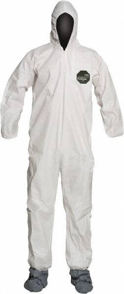 Dupont NB122SWHMD00250 Disposable Coveralls: Size Medium, 1.5 oz, SMS, Zipper Closure 