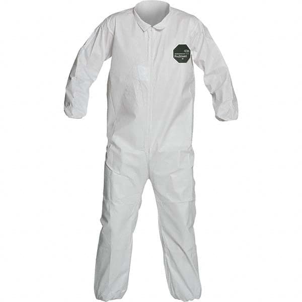 Dupont NB125SWH2X00250 Disposable Coveralls: Size 2X-Large, 1.5 oz, SMS, Zipper Closure 