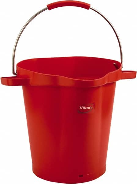 Vikan 56924 5 Gal, 18" High, Polypropylene Round Red Single Pail with Pour Spout 