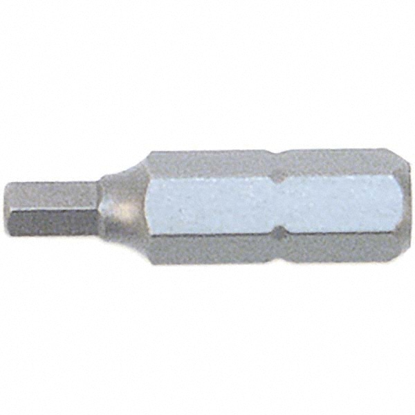 Hex Screwdriver Insert Bit: 1/4" Drive, 1" OAL