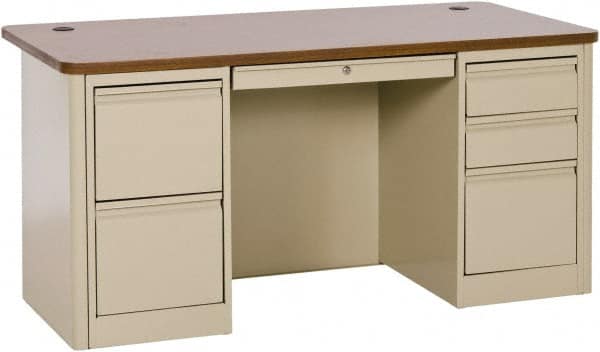 Sandusky Atlantic Steel Double Pedestal Desk With Center Drawer