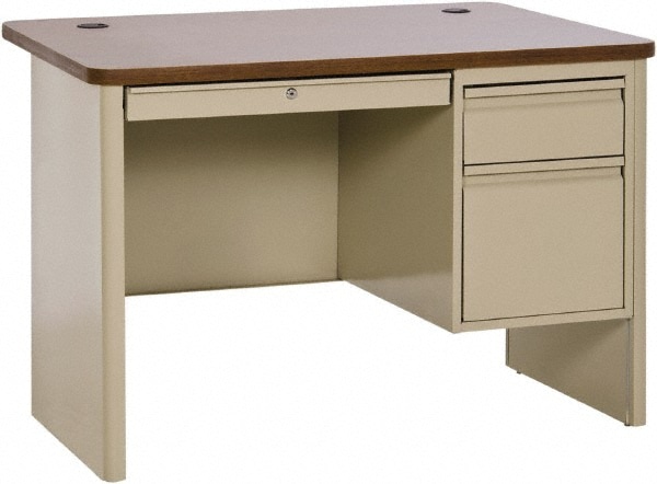 Sandusky Atlantic - Steel Single Pedestal Desk with Center Drawer ...