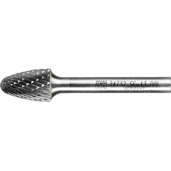 PFERD SF-13, 1/2" Cut Diam, 1/4" Shank Diam, Tungsten Carbide Double Cut Tree w/ Radius Burr - 2-1/2" OAL, 3/4" LOC | Part #24732