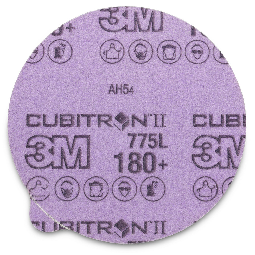 5" Dia PSA Disc: 180 Grit, Premium Ceramic Alumina - Very Fine Grade, Film-Weighted, Film Backing