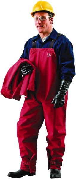 Series 66-662 Non-Disposable Rain & Chemical-Resistant Bib Overalls: Red, Spunbound