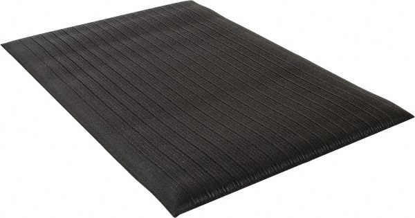 Wearwell 442.58X2X3BK Anti-Fatigue Mat: 36" Length, 24" Wide, 5/8" Thick, Vinyl, Rounded Edge, Light-Duty 