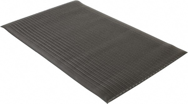 Wearwell 442.58X3X5BK Anti-Fatigue Mat: 60" Length, 36" Wide, 5/8" Thick, Vinyl, Rounded Edge, Light-Duty 