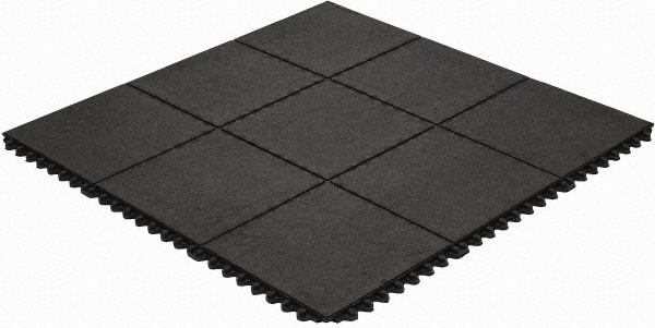 Wearwell 570.58X3X3GRBK Anti-Fatigue Modular Tile Mat: Dry Environment, 3" Length, 36" Wide, 5/8" Thick, Black 
