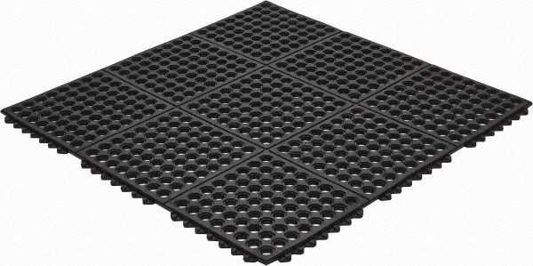 Anti-Fatigue Modular Tile Mat: Dry & Wet Environment, 3" Length, 36" Wide, 5/8" Thick, Black