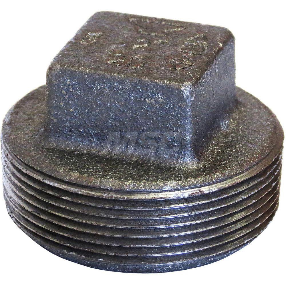 Black Square Plug: 1/2", 125 psi, Threaded