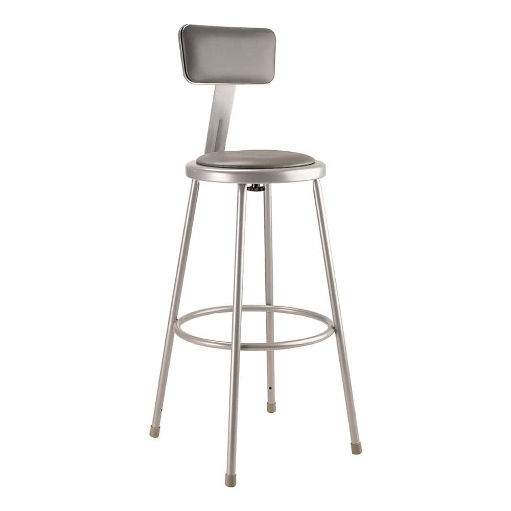 NATIONAL PUBLIC SEATING 6430B 30 Inch High, Stationary Fixed Height Stool with Adjustable Height Backrest 