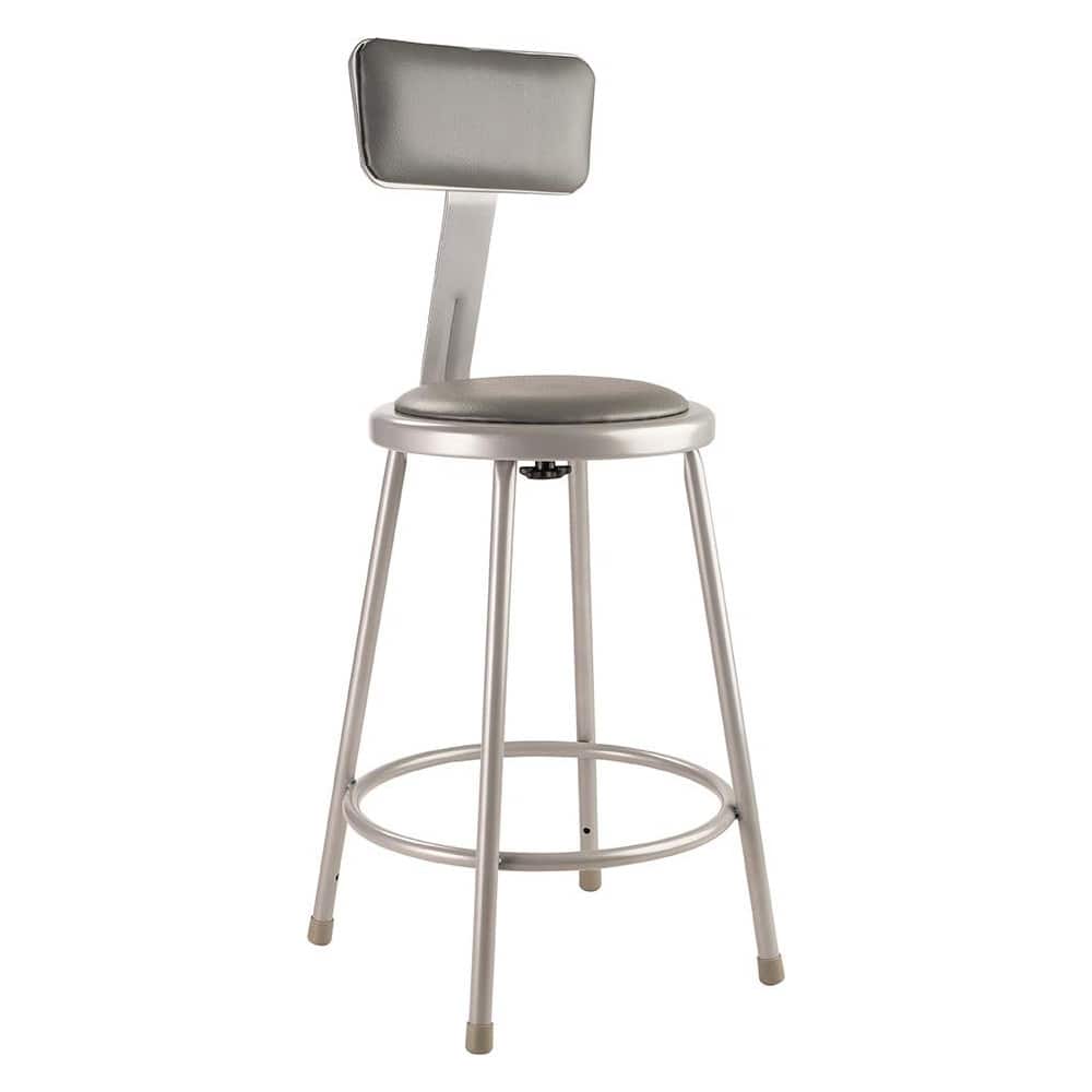 NATIONAL PUBLIC SEATING 6424B 24 Inch High, Stationary Fixed Height Stool with Adjustable Height Backrest 