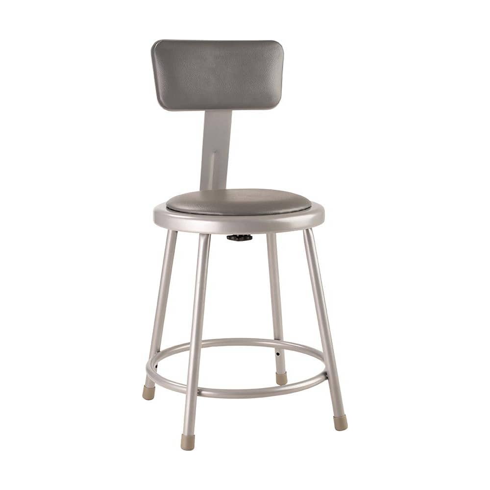 NATIONAL PUBLIC SEATING 6418B 18 Inch High, Stationary Fixed Height Stool with Adjustable Height Backrest 