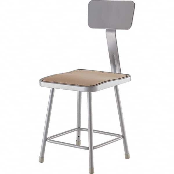 NATIONAL PUBLIC SEATING 6318B 18 Inch Seat Hight, Stationary Stool with Adjustable Height Backrest 