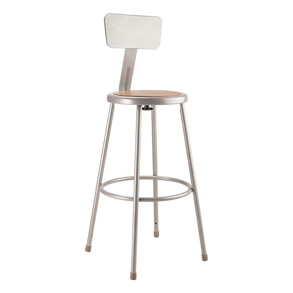 NATIONAL PUBLIC SEATING 6230B 30 Inch High, Stationary Fixed Height Stool with Adjustable Height Back 