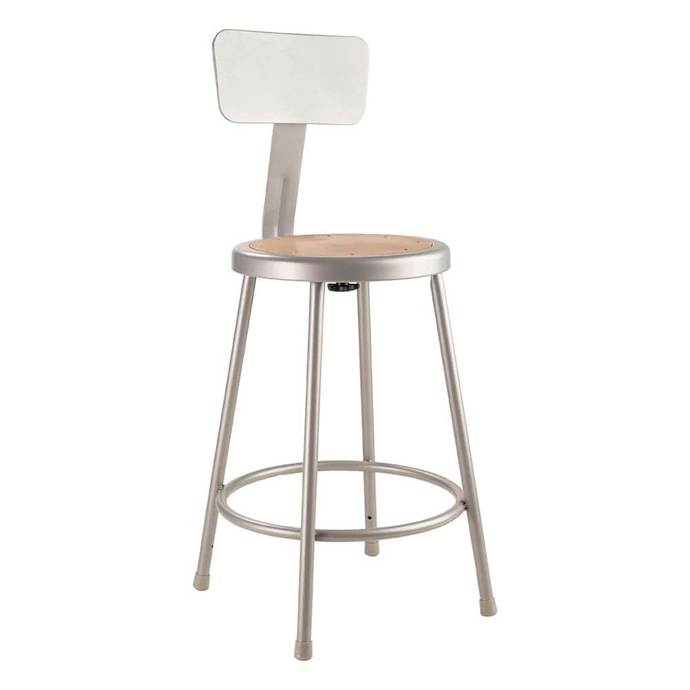 NATIONAL PUBLIC SEATING 6224B 24 Inch High, Stationary Fixed Height Stool with Adjustable Height Back 
