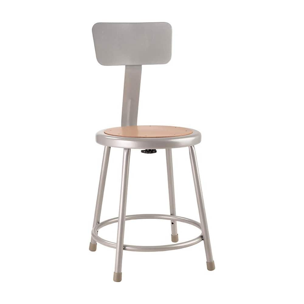 NATIONAL PUBLIC SEATING 6218B 18 Inch High, Stationary Fixed Height Stool with Adjustable Height Back 