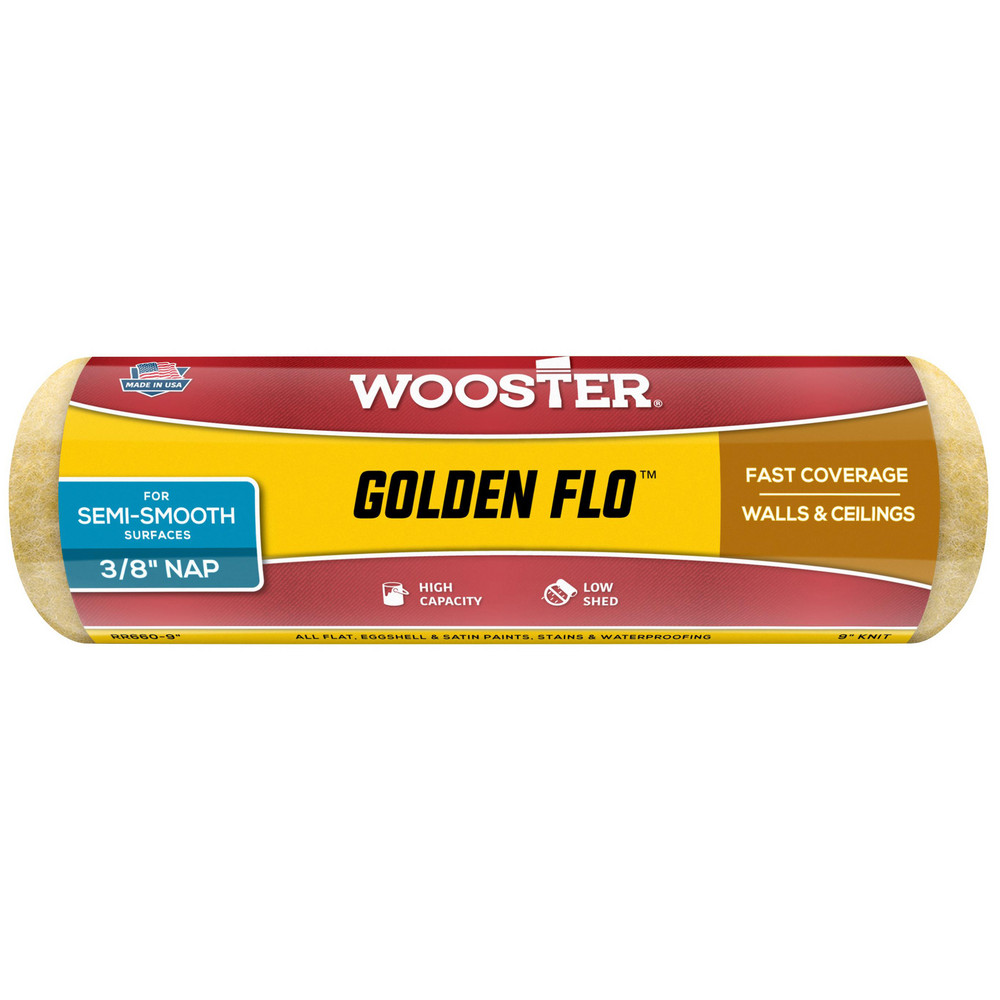 General Purpose Paint Roller Cover: 3/8" Nap, 9" Wide - Medium Texture, Fabric