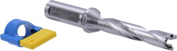 Iscar 3202451 Replaceable Tip Drill: 0.591 to 0.626 Drill Dia, 2.95" Max Depth, 0.75 Weldon Flat Shank Image