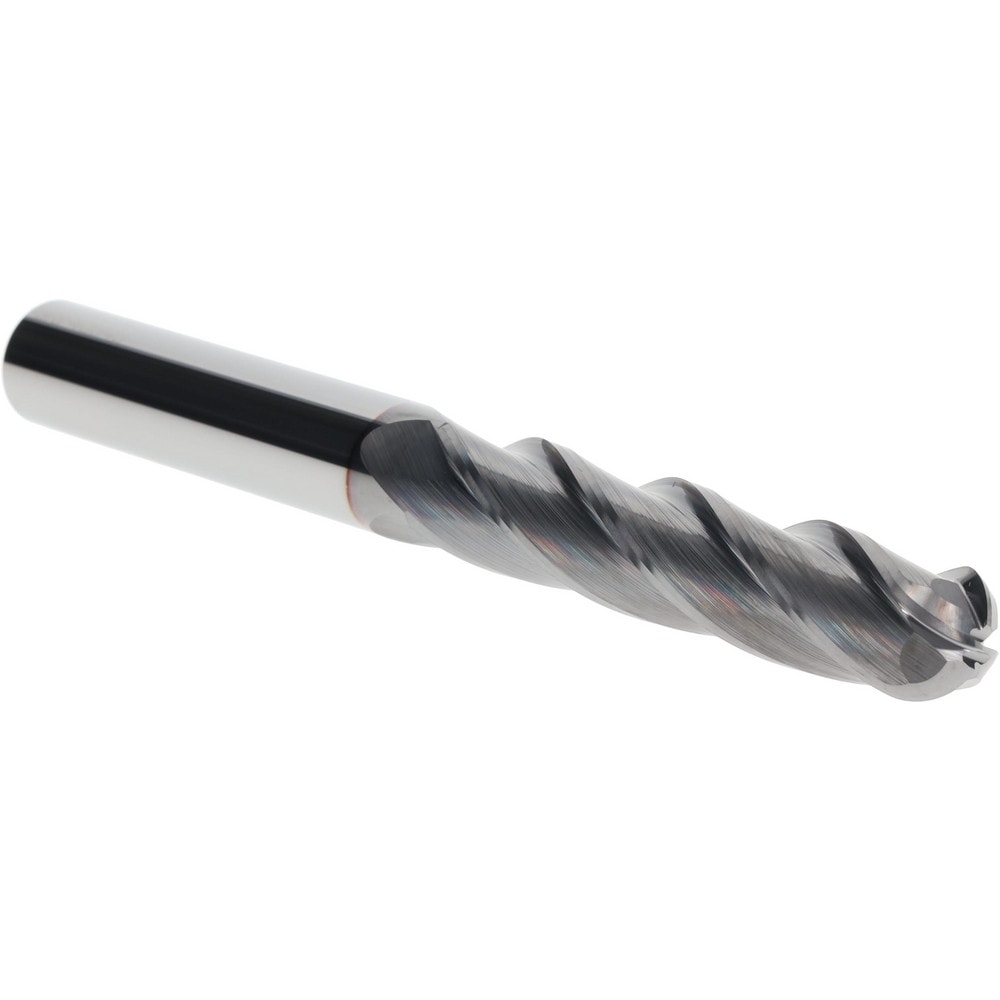 Ball End Mill: 5/8" Dia, 3" LOC, 4 Flute, Solid Carbide
