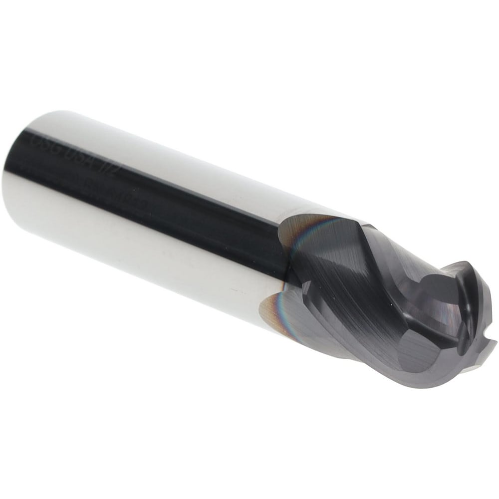 Ball End Mill: 1/2" Dia, 5/8" LOC, 4 Flute, Solid Carbide