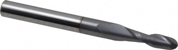 Ball End Mill: 0.1563" Dia, 0.5625" LOC, 2 Flute, Solid Carbide