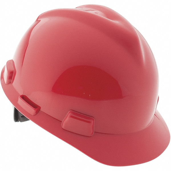 Hard Hat: Impact Resistant, V-Gard Slotted Cap, Type 1, Class E - Red, HDPE, Slotted