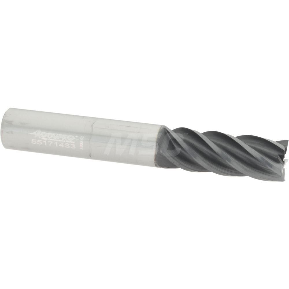 Accupro 5463750C15 Square End Mill: 3/8 Dia, 1 LOC, 3/8 Shank Dia, 2-1/2 OAL, 5 Flutes, Solid Carbide 