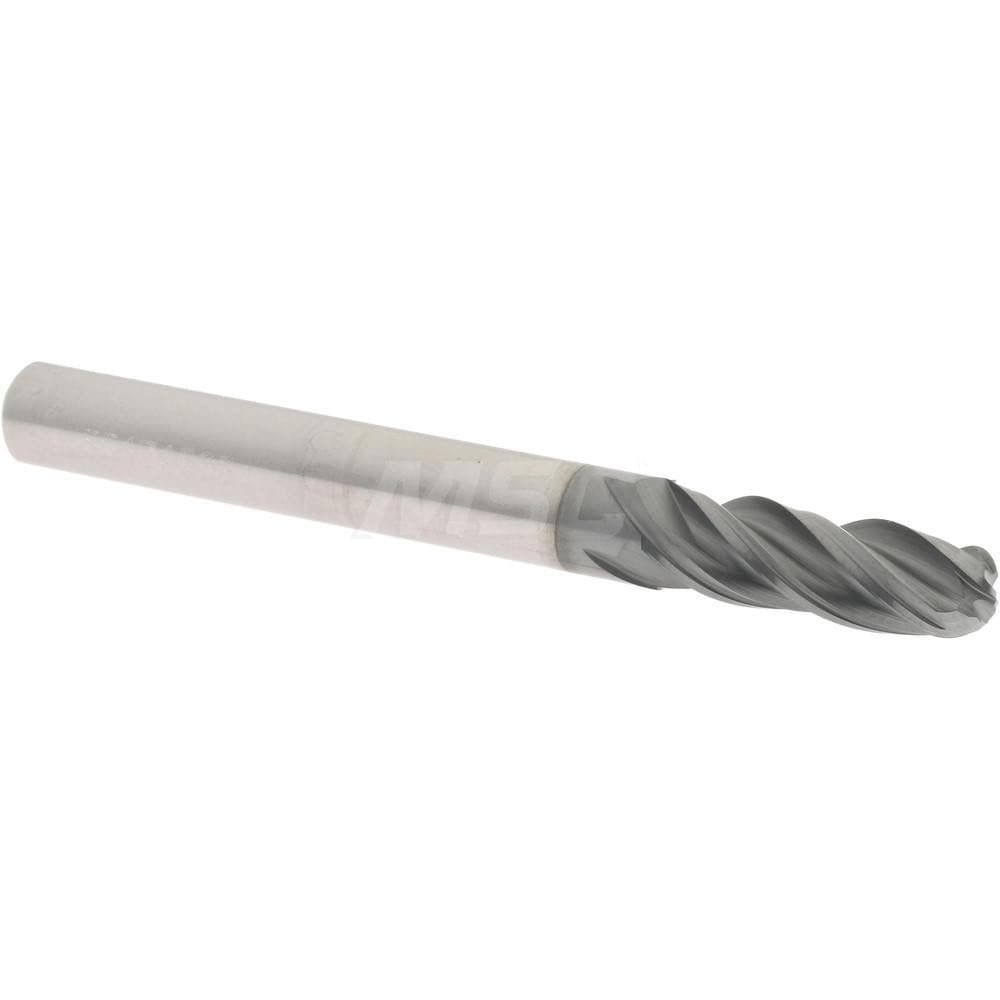 Accupro 4362500BNC15 Ball End Mill: 0.25" Dia, 0.75" LOC, 4 Flute, Solid Carbide 