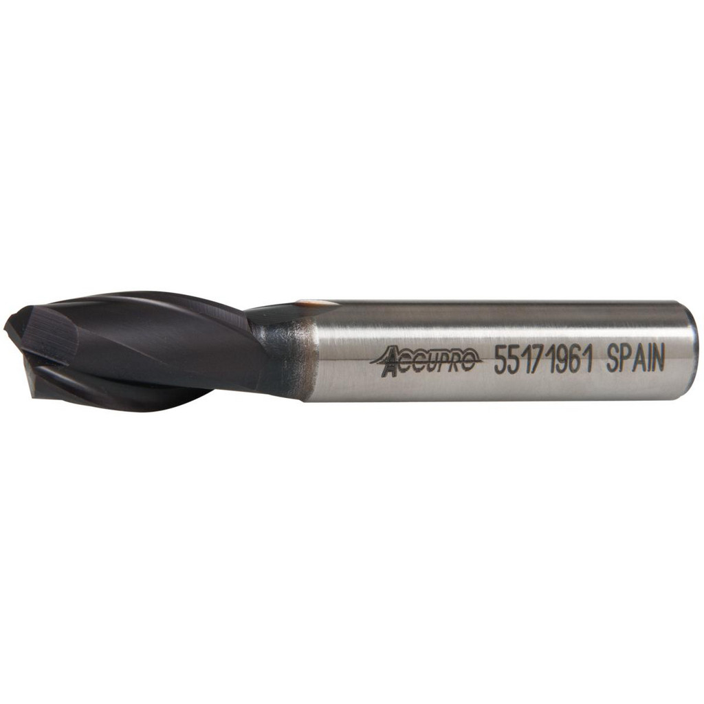 Accupro High Performance Milling Square End Mill: 7/16" Dia, 13/16" LOC - 2-1/2" OAL, 3/8" Shank Dia, 30 deg Helix, TiAlN Finish, Single End, Accupro