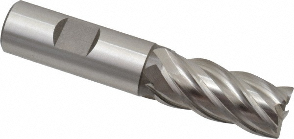 39450 Square End Mill: 3/4 Dia, 1-5/8 LOC, 3/4 Shank Dia, 3-7/8 OAL, 4 Flutes, Powdered Metal  
