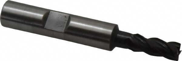 Accupro 39434 Square End Mill: 1/4 Dia, 5/8 LOC, 3/8 Shank Dia, 2-7/16 OAL, 4 Flutes, Powdered Metal 